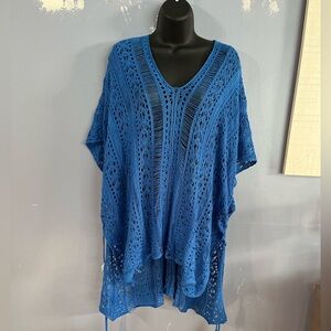 One Size Large Crochet Coverup High Low Hem VNeck Preowned